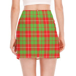 Xmas Plaid Pattern Print Side Slit Mini Skirt