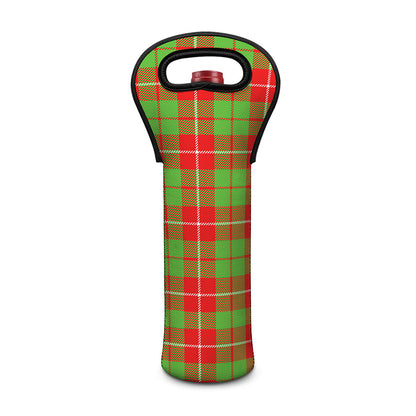 Xmas Plaid Pattern Print Single Neoprene Wine Tote