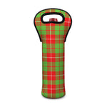 Xmas Plaid Pattern Print Single Neoprene Wine Tote