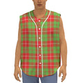 Xmas Plaid Pattern Print Sleeveless Baseball Jersey