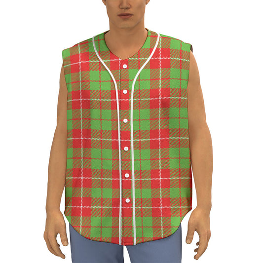 Xmas Plaid Pattern Print Sleeveless Baseball Jersey