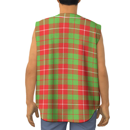 Xmas Plaid Pattern Print Sleeveless Baseball Jersey