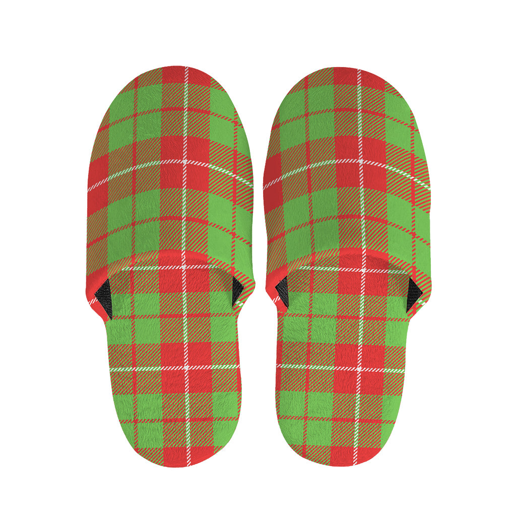 Xmas Plaid Pattern Print Slippers