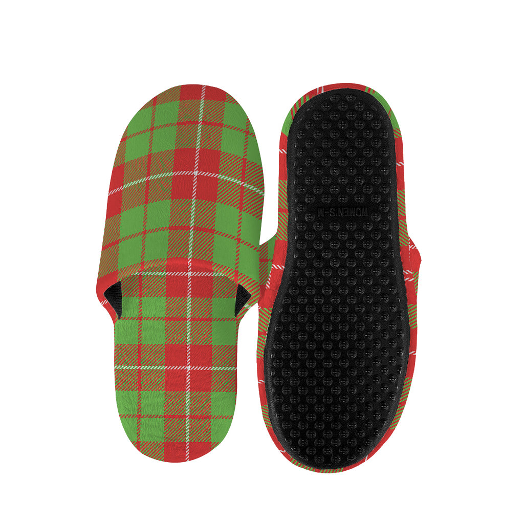Xmas Plaid Pattern Print Slippers