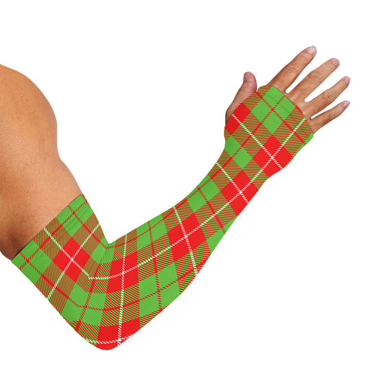 Xmas Plaid Pattern Print Sun Protection Arm Sleeves