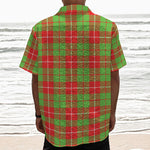 Xmas Plaid Pattern Print Textured Short Sleeve Shirt