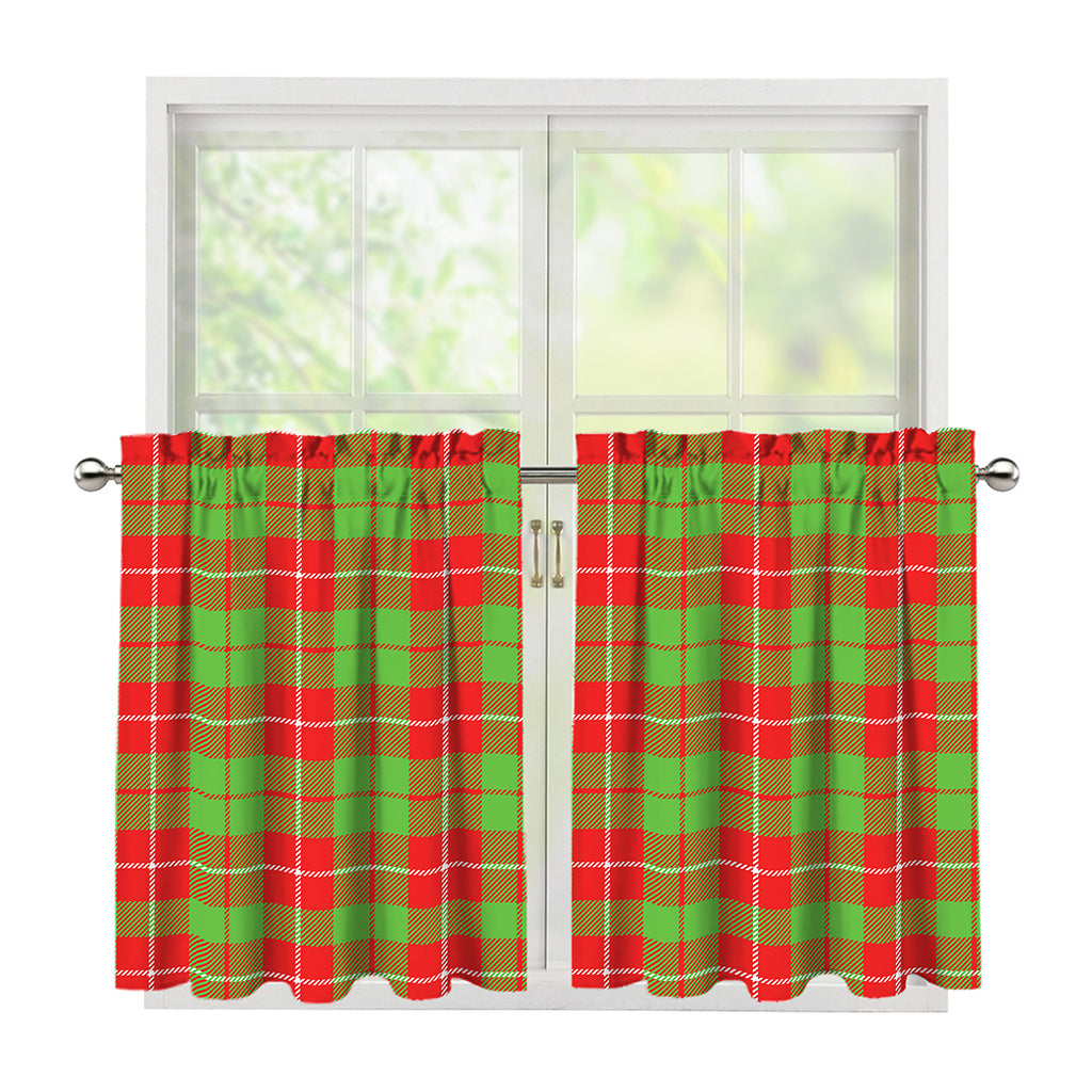 Xmas Plaid Pattern Print Tier Curtains