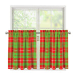 Xmas Plaid Pattern Print Tier Curtains