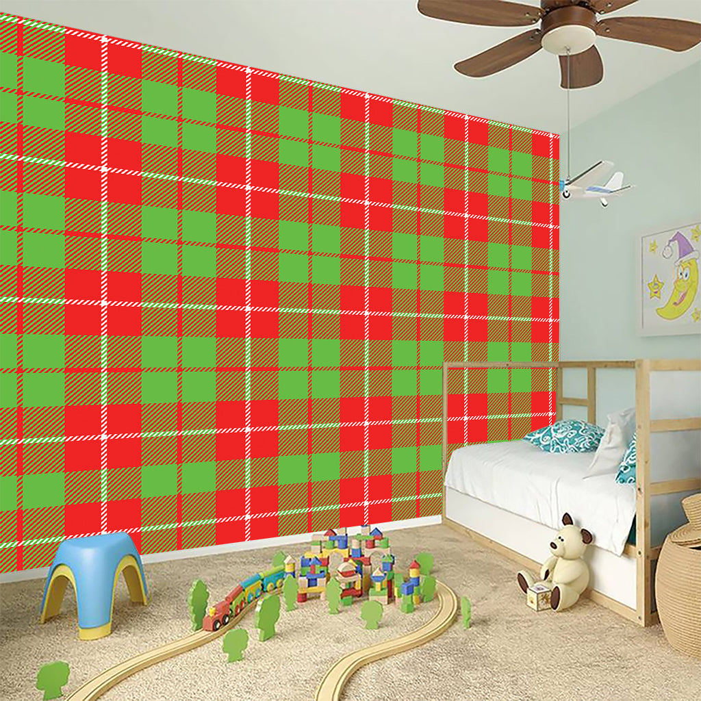 Xmas Plaid Pattern Print Wall Sticker