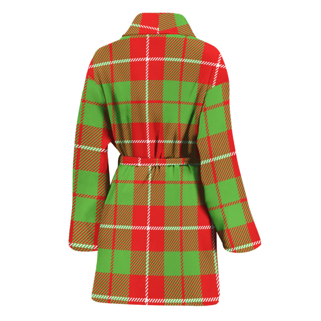 Xmas Plaid Pattern Print Women's Bathrobe
