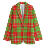 Xmas Plaid Pattern Print Women's Blazer