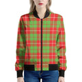 Xmas Plaid Pattern Print Women's Bomber Jacket