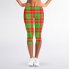 Xmas Plaid Pattern Print Women's Capri Leggings