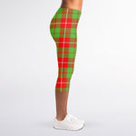 Xmas Plaid Pattern Print Women's Capri Leggings