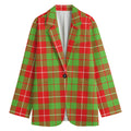 Xmas Plaid Pattern Print Women's Cotton Blazer