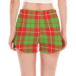 Xmas Plaid Pattern Print Women's Split Running Shorts