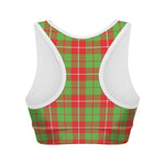 Xmas Plaid Pattern Print Women's Sports Bra