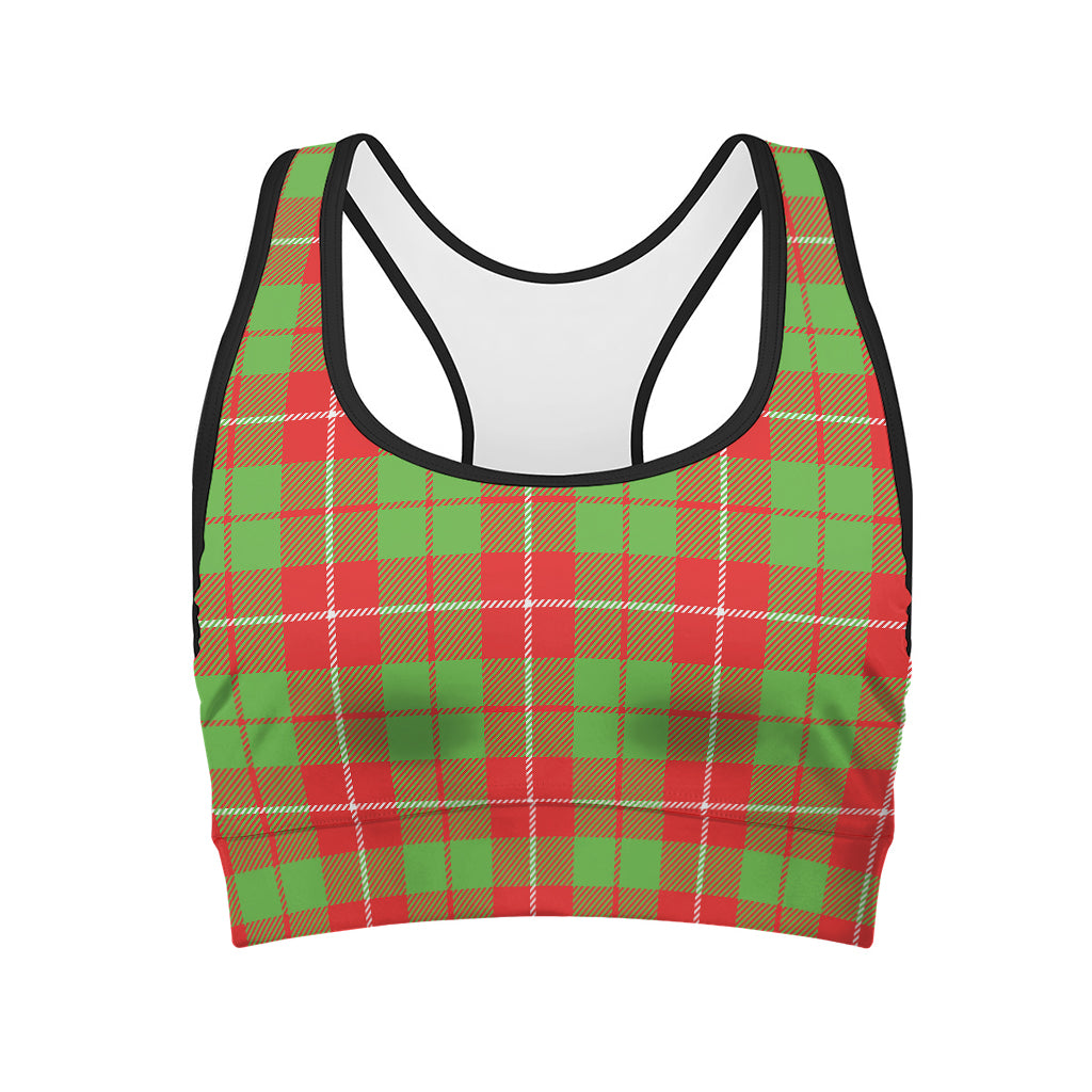 Xmas Plaid Pattern Print Women's Sports Bra