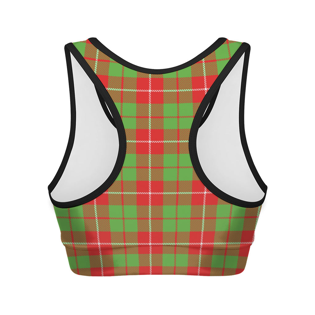 Xmas Plaid Pattern Print Women's Sports Bra