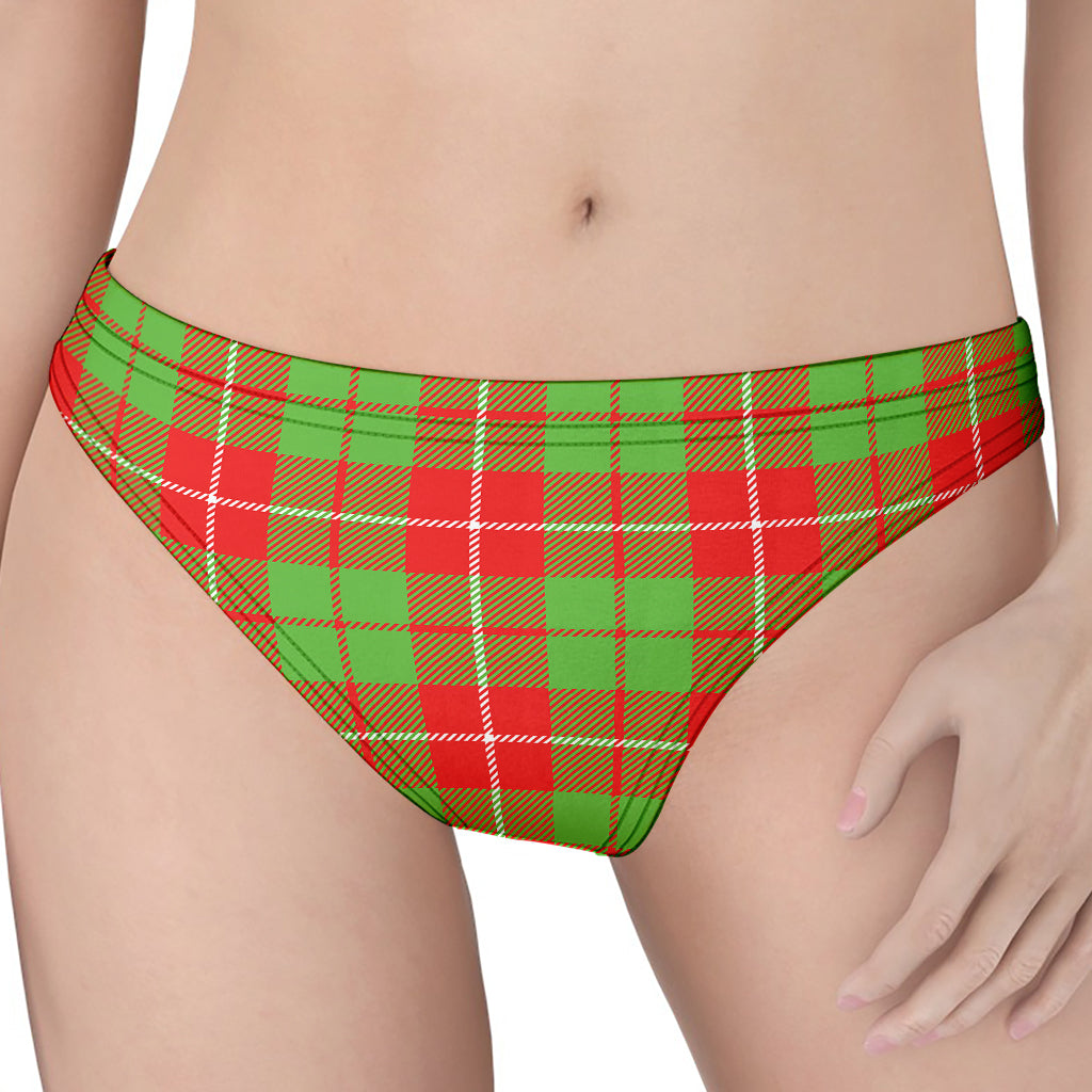 Xmas Plaid Pattern Print Women's Thong