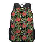 Xmas Poinsettia Pattern Print 17 Inch Backpack
