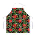 Xmas Poinsettia Pattern Print Adjustable Apron
