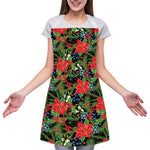 Xmas Poinsettia Pattern Print Adjustable Apron