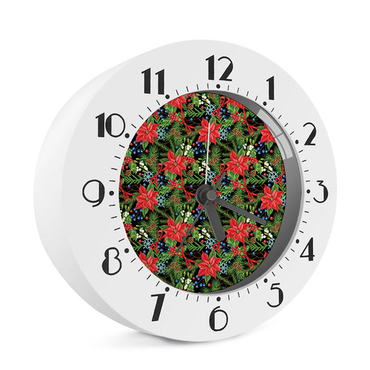 Xmas Poinsettia Pattern Print Alarm Clock