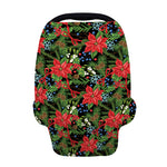 Xmas Poinsettia Pattern Print Baby Seat Cover