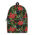Xmas Poinsettia Pattern Print School Backpack