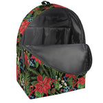 Xmas Poinsettia Pattern Print Backpack