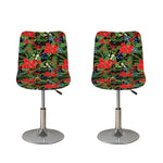 Xmas Poinsettia Pattern Print Bar Stool Covers
