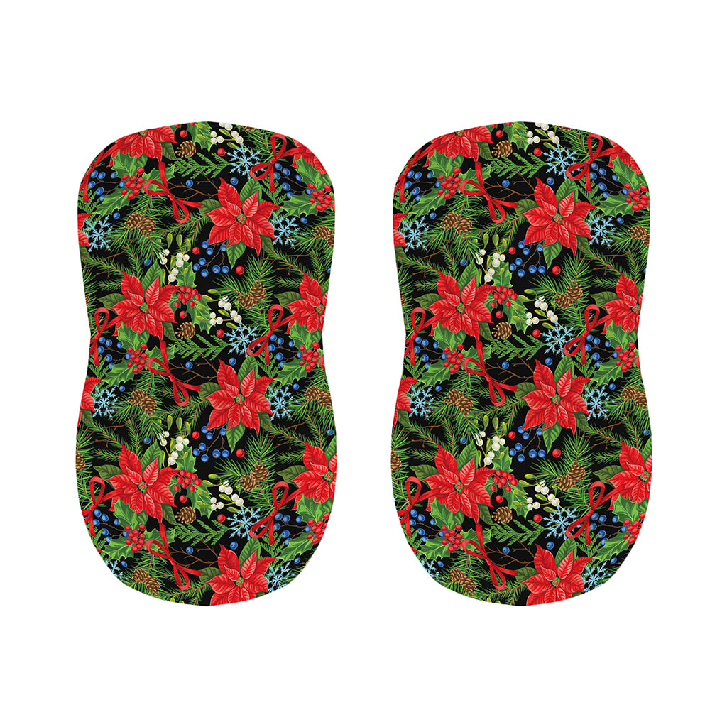 Xmas Poinsettia Pattern Print Bar Stool Covers