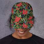 Xmas Poinsettia Pattern Print Baseball Cap