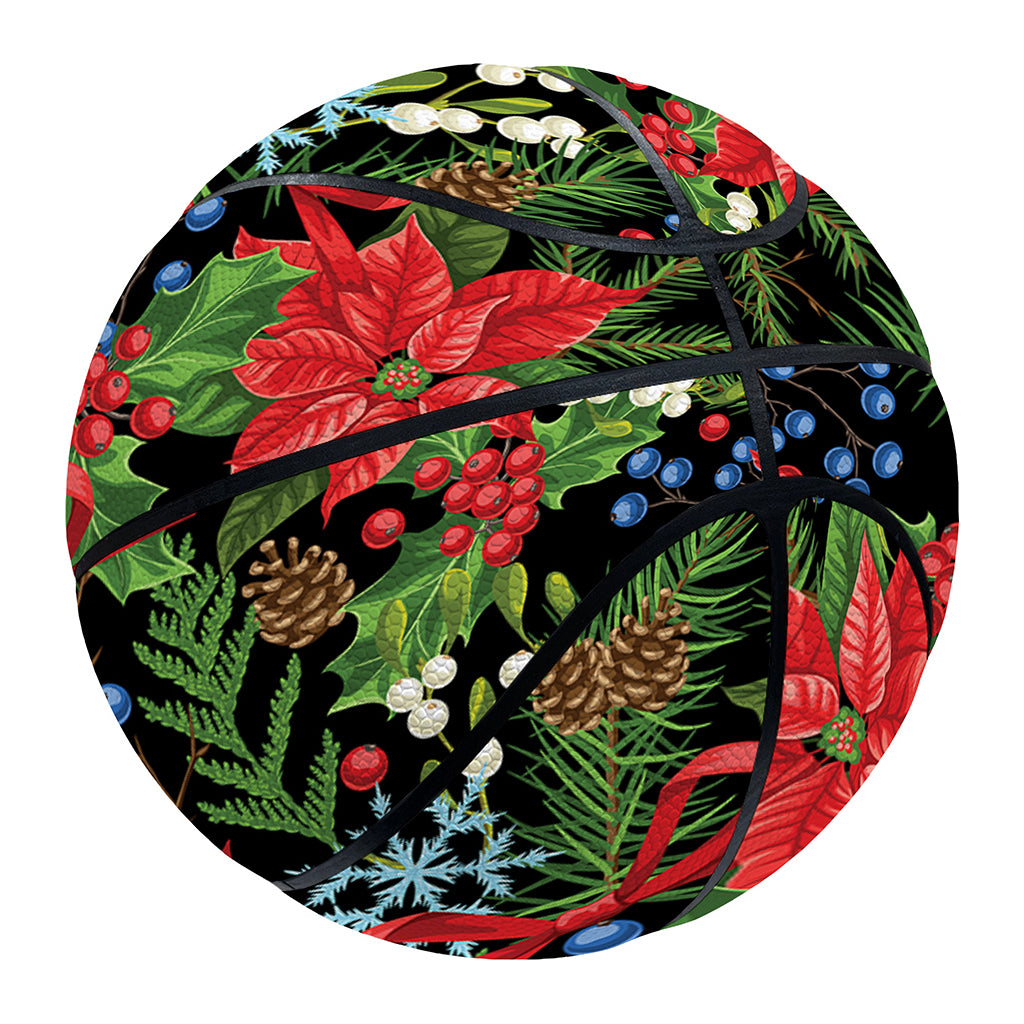 Xmas Poinsettia Pattern Print Basketball