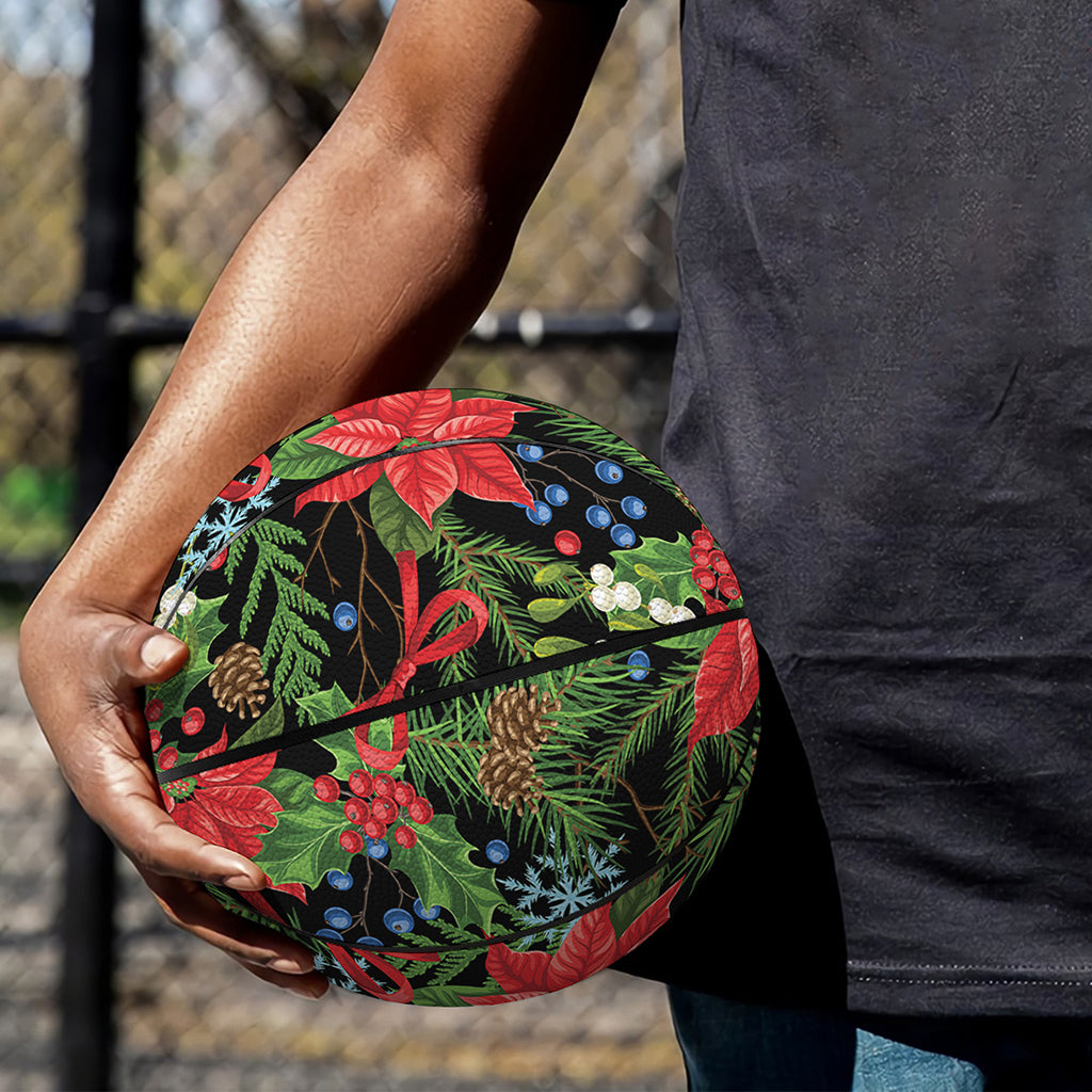 Xmas Poinsettia Pattern Print Basketball