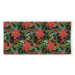 Xmas Poinsettia Pattern Print Beach Towel