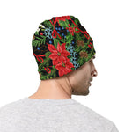 Xmas Poinsettia Pattern Print Beanie
