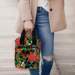 Xmas Poinsettia Pattern Print Bible Tote Bag