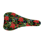 Xmas Poinsettia Pattern Print Bicycle Seat Cover