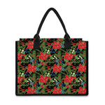 Xmas Poinsettia Pattern Print Canvas Tote Bag