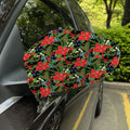 Xmas Poinsettia Pattern Print Car Side Mirror Covers