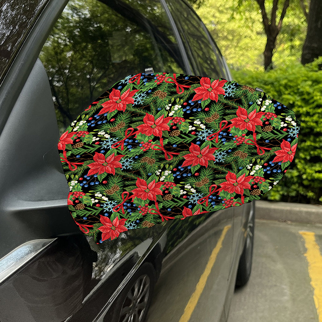 Xmas Poinsettia Pattern Print Car Side Mirror Covers