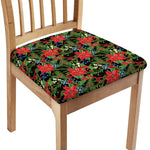 Xmas Poinsettia Pattern Print Chair Cushion Cover
