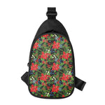 Xmas Poinsettia Pattern Print Chest Bag