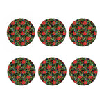 Xmas Poinsettia Pattern Print Coaster Set