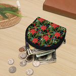 Xmas Poinsettia Pattern Print Coin Purse