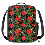 Xmas Poinsettia Pattern Print Crossbody Lunch Bag