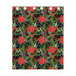 Xmas Poinsettia Pattern Print Curtain