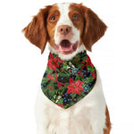 Xmas Poinsettia Pattern Print Dog Bandana